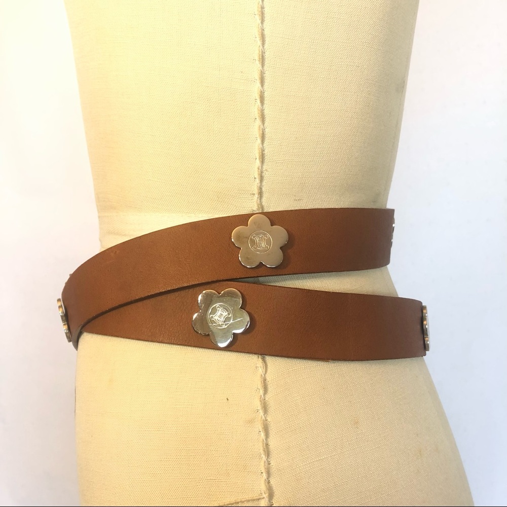 Celine Brown Leather Double Wrap Belt. - Picture 2 of 14